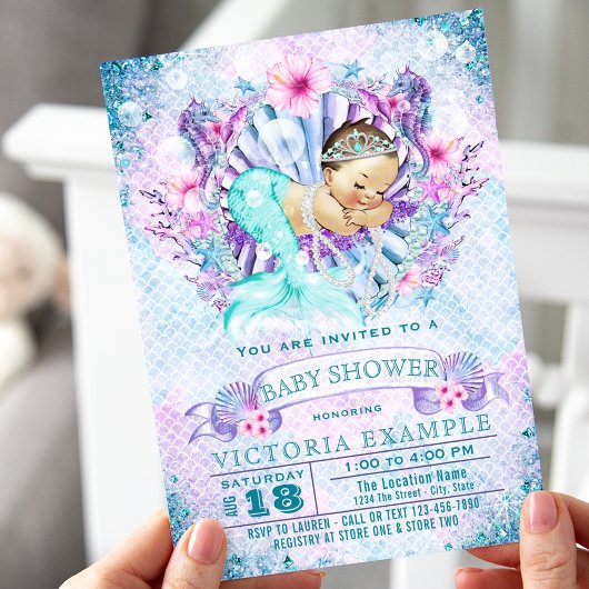 Sirène Bébé Sirène Bébé Douche Bébé Invitations