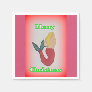 sirène blonde Joyeuse serviettes en papier de Noël