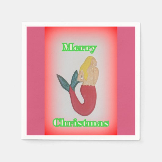 sirène blonde Joyeuse serviettes en papier de Noël (Devant)