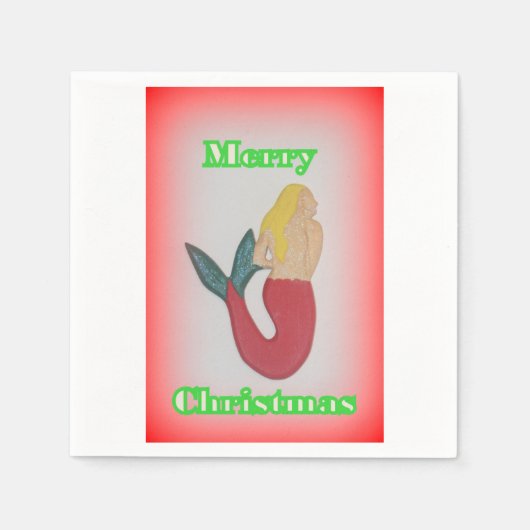 sirène blonde Joyeuse serviettes en papier de Noël (Devant)