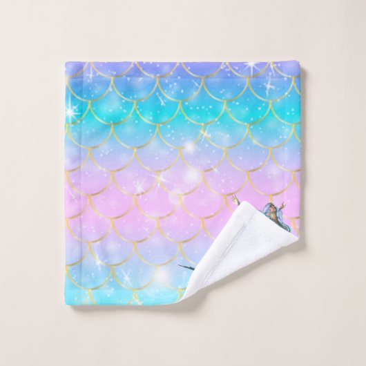 Sirène Branchée Sur Les Étapes De La Queue De Sirè (Gant de toilette)