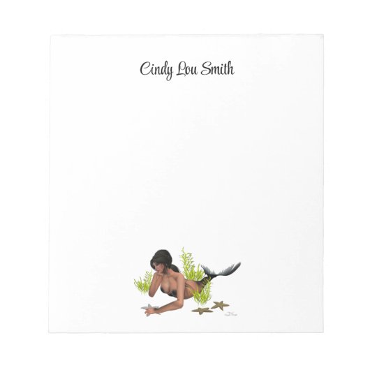 Sirène Brunette Avec Bloc-Notes Starfish (Devant)