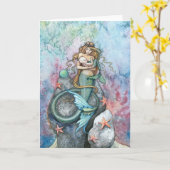 Sirène d'amour et carte de voeux éternelles de (Fleur jaune)