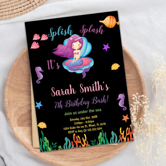 Sirène de coquille pourpre noire Invitations d'ann