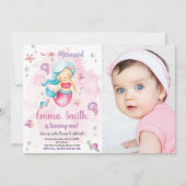 Sirène de nuage rose Invitations d'anniversaire av (Devant)