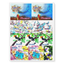 Sirène de tatouage personnalisé, hornbill, mélange