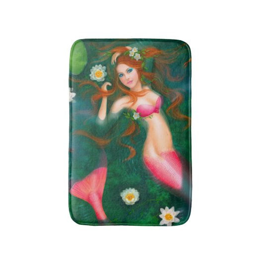 Sirène d'imaginaire avec des lis. Tapis de bain (Devant (Vertical))