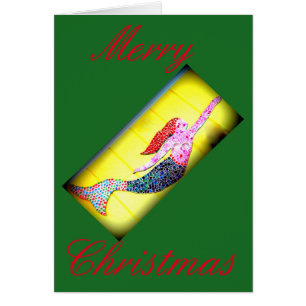 sirène en mosaïque rouge et verte Joyeux Noël