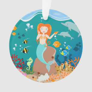Sirène et dauphins sous la mer fête d'anniversai