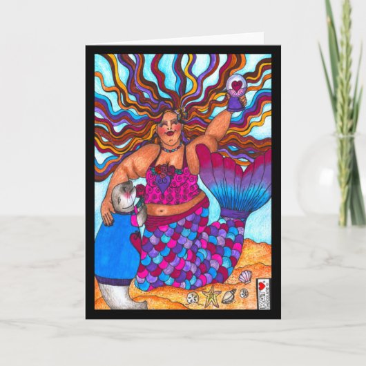 Sirène et phoque sur la carte de plage (Devant)