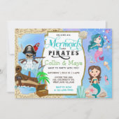 Sirène Et Pirate Anniversaire, Invitation D'Annive (Devant)
