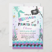 Sirène et Pirate invitation d'anniversaire Purple (Devant)