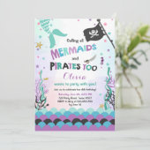 Sirène et Pirate invitation d'anniversaire Purple (Debout devant)