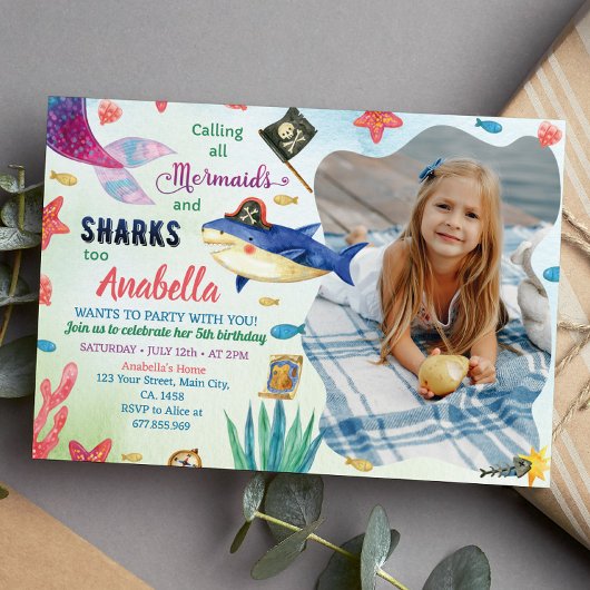 Sirène Et Pirates Invitation Anniversaire