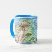 Sirène et tortue de mer Mug par Molly Harrison (Devant gauche)