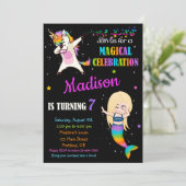 Sirène et Unicorne invitation d'anniversaire (Debout devant)