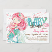 Sirène, invitation Baby shower fille (Devant)