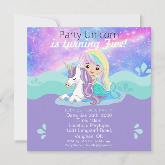 Sirène + Invitation Du Parti Unicorn (Devant)