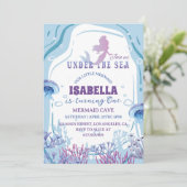 Sirène lunaire 1er anniversaire Invitation (Debout devant)