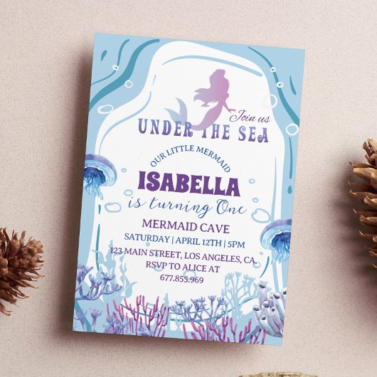 Sirène lunaire 1er anniversaire Invitation