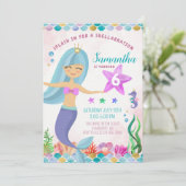 Sirène magique sous la mer Invitation d'anniversai (Debout devant)