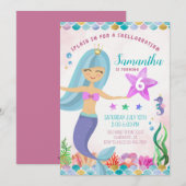 Sirène magique sous la mer Invitation d'anniversai (Devant / Derrière)