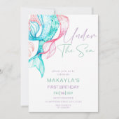 Sirène moderne sous la mer Invitation d'anniversai (Devant)