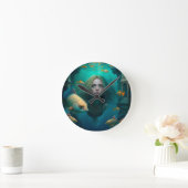 Sirène nageant avec le poisson mignon horloge mura (Maison)