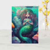 Sirène, Océan, Poisson, Carte d'art graphique (Fleur jaune)