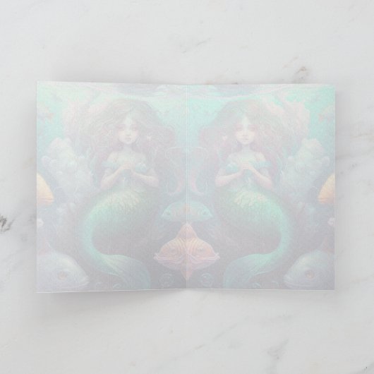 Sirène, Océan, Poisson, Carte Graphique (Intérieur)