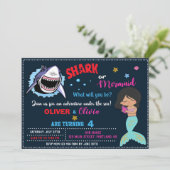 Sirène ou requin invitation anniversaire Attaque d (Debout devant)