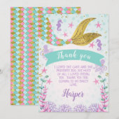 Sirène Ou Sous La Mer Carte de remerciements Anniv (Devant / Derrière)