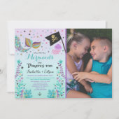 Sirène & Pirate Anniversaire Fille Invitation (Devant)