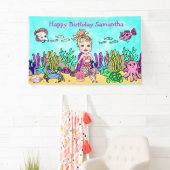 Sirène rose sous la bannière d'anniversaire de la  (En situation)