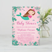 Sirène rose Sous La Mer Bébé Douche Invitations (Debout devant)