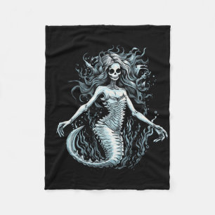 Sirene Skelet Zeemeermin Schedel T-shirt Vrouwen M Fleece Deken