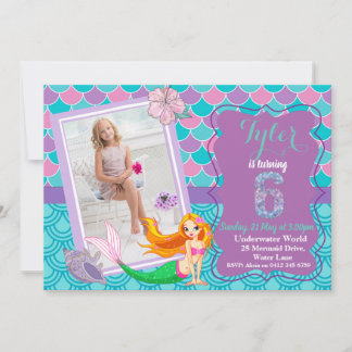 Sirène sous la mer 6e invitation anniversaire
