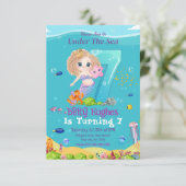 Sirène sous la mer 7e anniversaire Invitation (Debout devant)