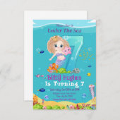Sirène sous la mer 7e anniversaire Invitation (Devant / Derrière)