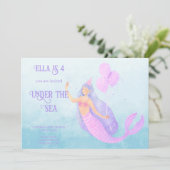 Sirène sous la mer Anniversaire bleu Invitation (Debout devant)