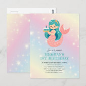 Sirène sous la mer anniversaire Carte postale Invi (Devant / Derrière)