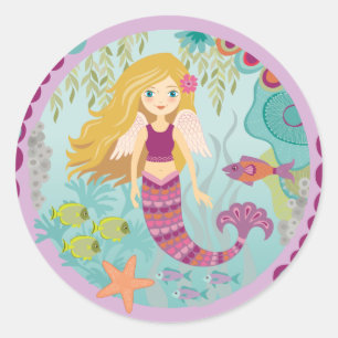 Sirène sous la mer Anniversaire Fête Favor Sticker