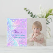 Sirène Sous La Mer Anniversaire Photo Invitation (Debout devant)