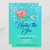 Sirène sous la mer Invitation d'anniversaire (Devant / Derrière)