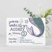 Sirène sous la mer Invitation d'anniversaire (Debout devant)