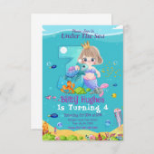 Sirène sous la mer Invitation d'anniversaire 3 (Devant / Derrière)