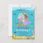 Sirène sous la mer Invitation de 4e anniversaire (Devant)