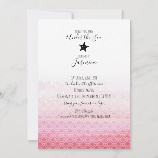 Sirène sous la mer Invitation fête d'anniversaire (Devant)