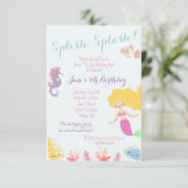 Sirène sous la mer Invitation fête d'anniversaire (Debout devant)