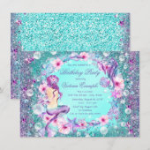 Sirène sous la mer Invitations de fête d'anniversa (Devant / Derrière)